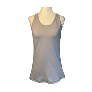 Lucy Activewear Tank Top Gray White Mesh Back Panel Sleeveless Pull-Over M